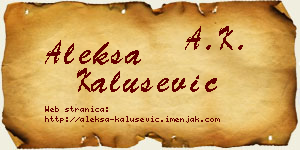 Aleksa Kalušević vizit kartica